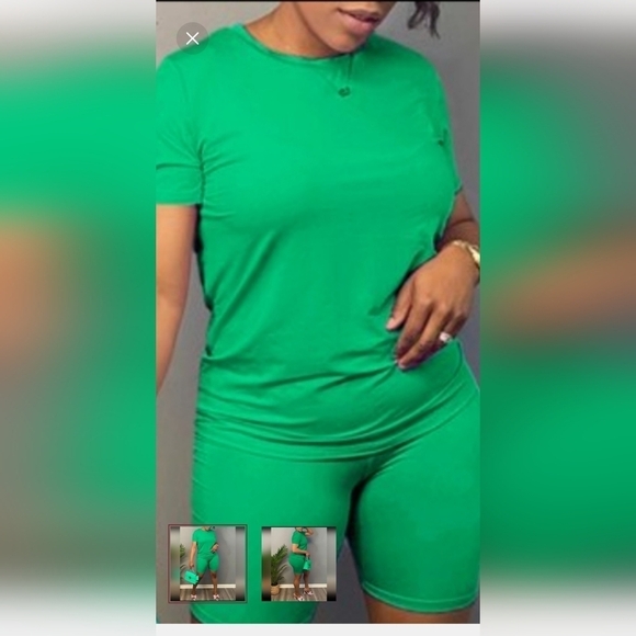 NEW CASUAL GREEN 2 PIECE SHORT SET PLUS SIZE FITS 3XL/4XL-5XL - Picture 3 of 5